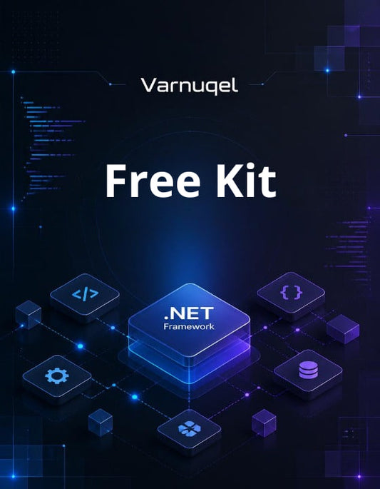 Varnugel Free Kit for .NET Framework on a dark background with blue and white elements.