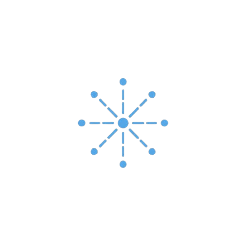 Blue snowflake icon on a white background