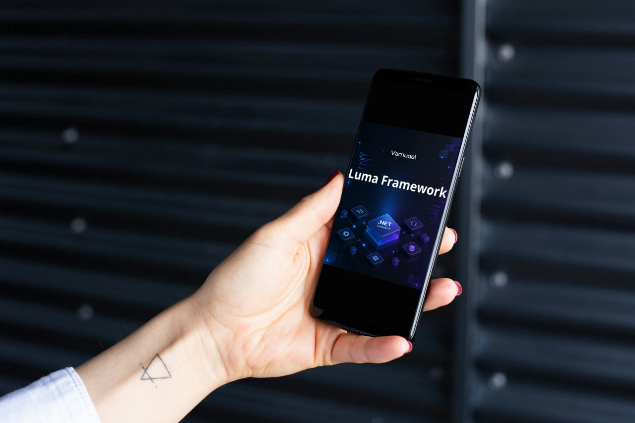 Hand holding a smartphone with 'Vertex Capsule' app displayed on a dark background