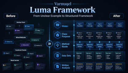 Varnuqel Luma Framework comparison chart showing 'Before' and 'After' states.